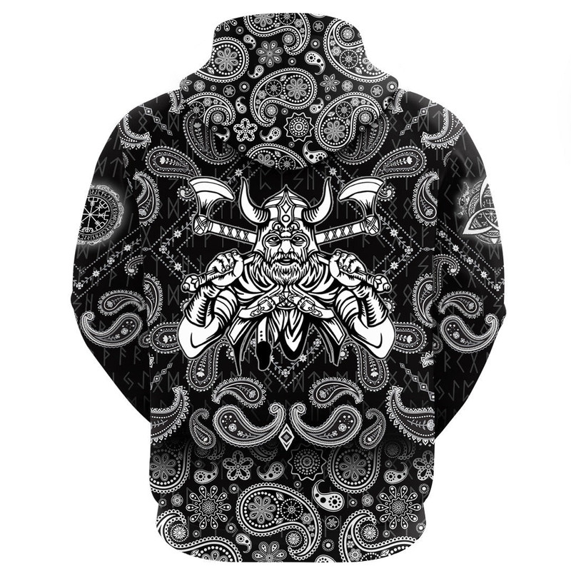 Warrior With Big Crossed Axes with Bandana Paisley Style Viking Hoodie For Men Women
