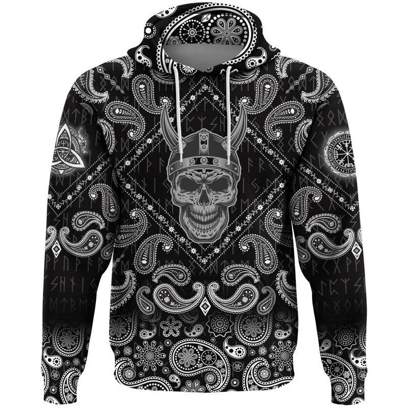 Warriors Concepts With Skull with Bandana Paisley Style Viking Hoodie For Men Women