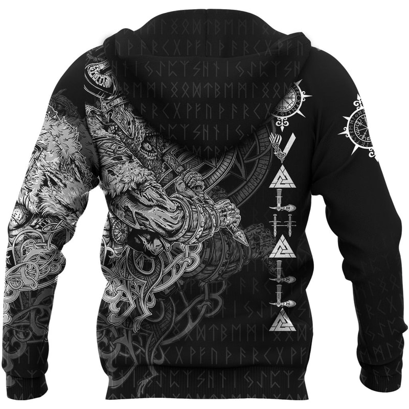 Viking Warrior Valhalla Hoodie Style Vegvisir Viking Hoodie For Men Women