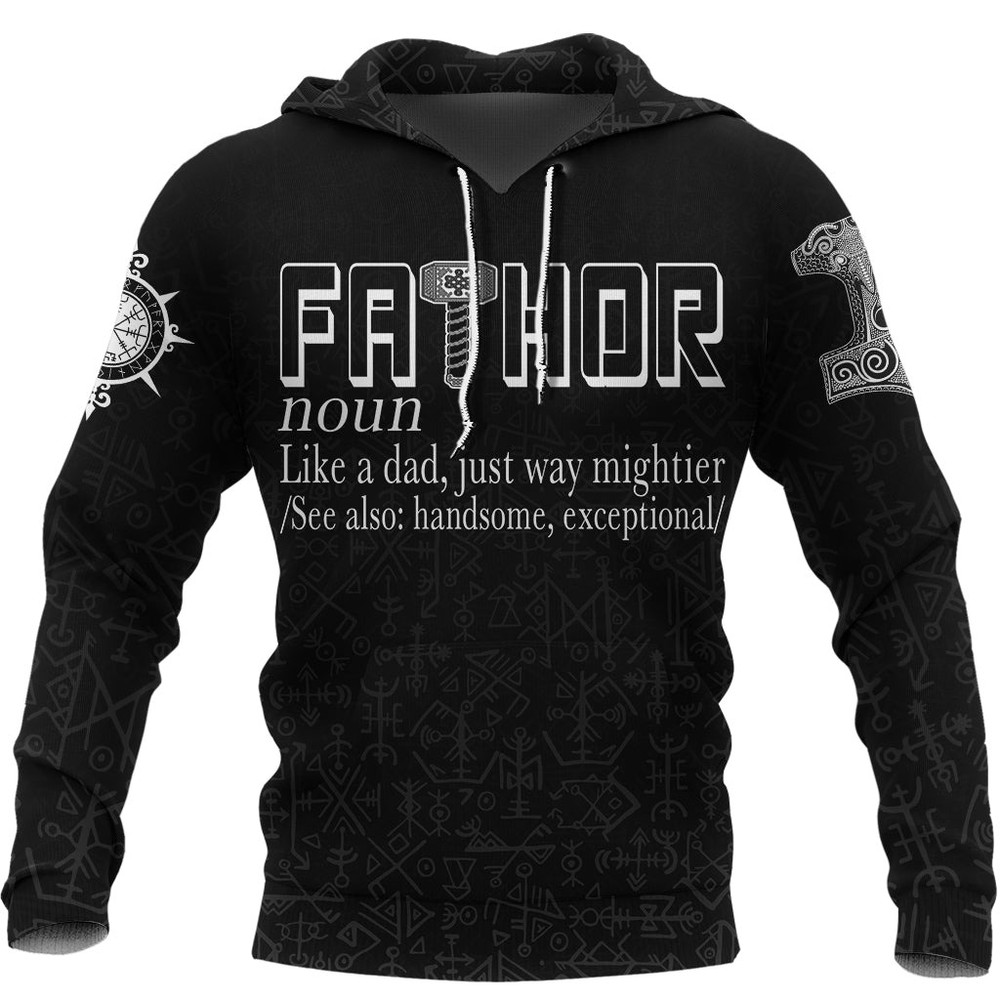 Fathor with Mjolnir Hoodie Viking Hoodie For Men Women