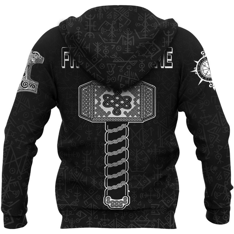 Fathor with Mjolnir Zip Hoodie Viking Hoodie For Men Women