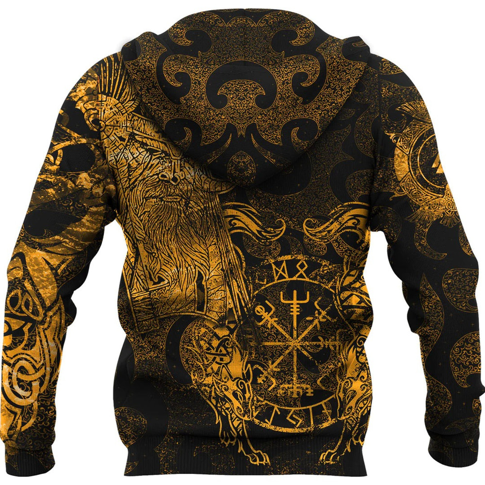 Viking Odin Tattoo Cyan Version Wolf Hoodie Viking Hoodie For Men Women