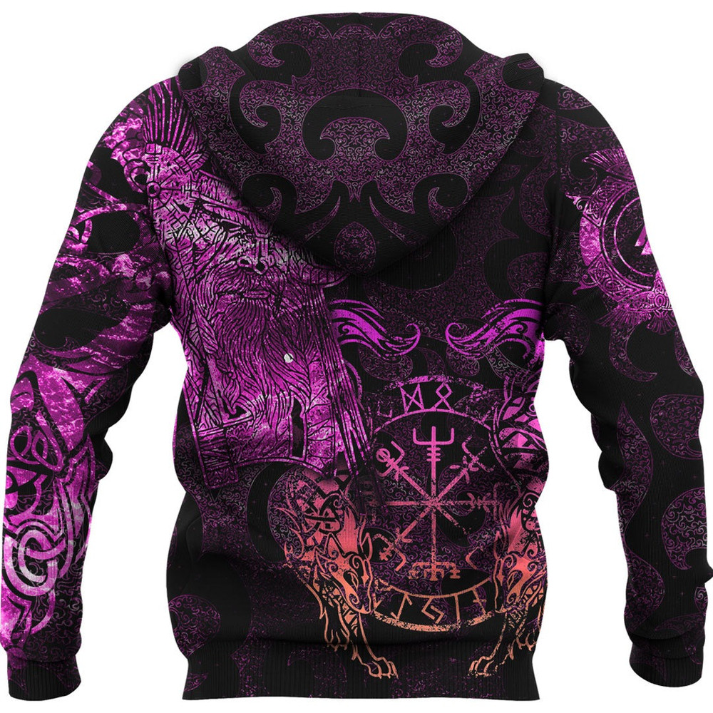 Viking Odin Tattoo Pink Version Wolf Hoodie Viking Hoodie For Men Women