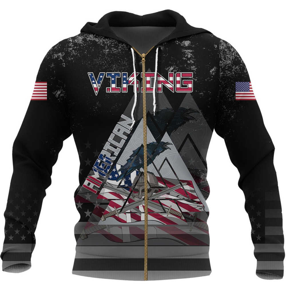 American Viking See You in Valhalla Zip Hoodie Viking Hoodie For Men Women