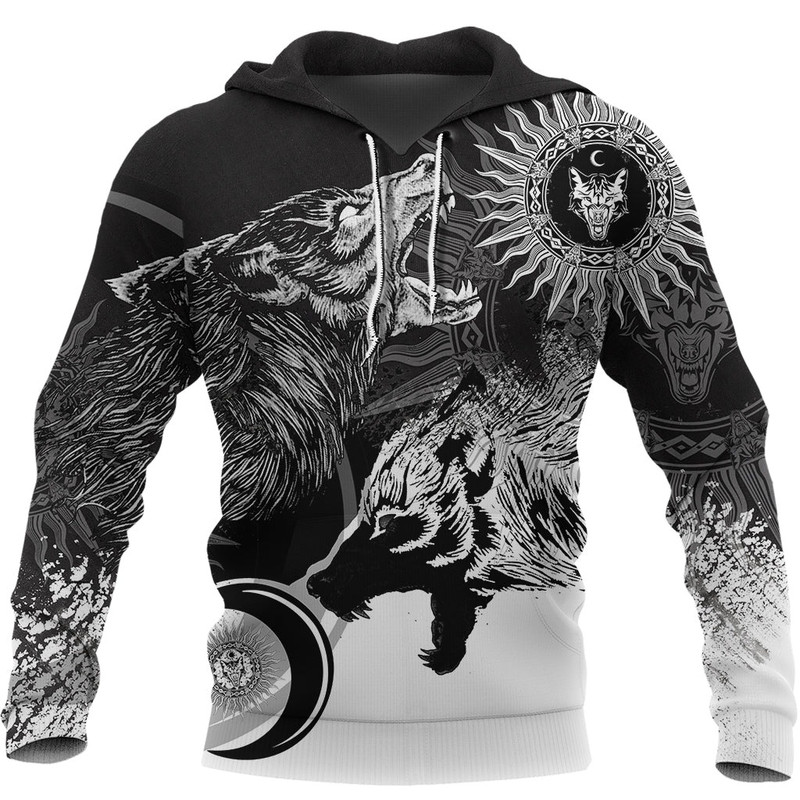 Skoll and Hati New Style Hoodie Viking Hoodie For Men Women
