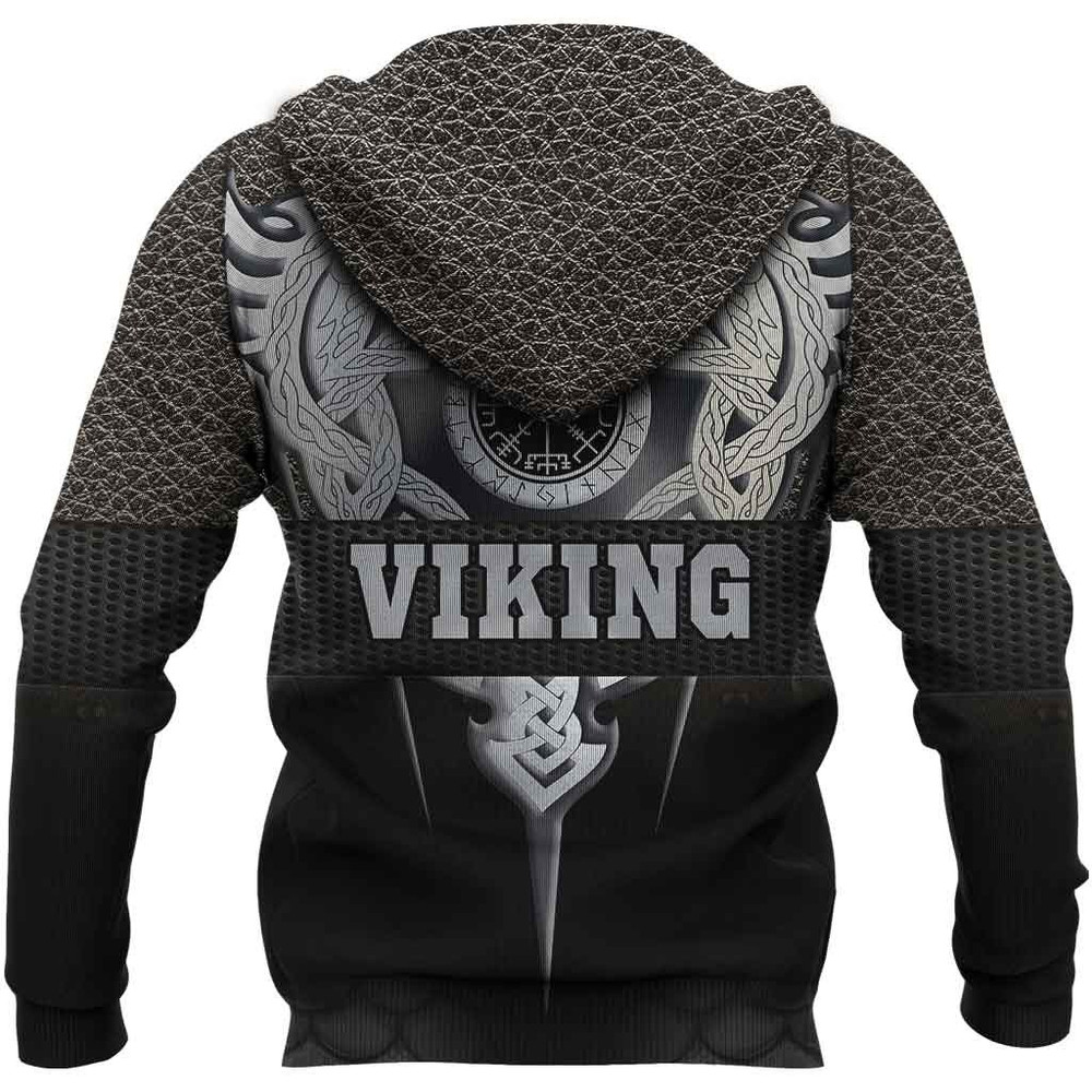 Viking 3D Armor Wolf and Vegvisir Hoodie Viking Hoodie For Men Women