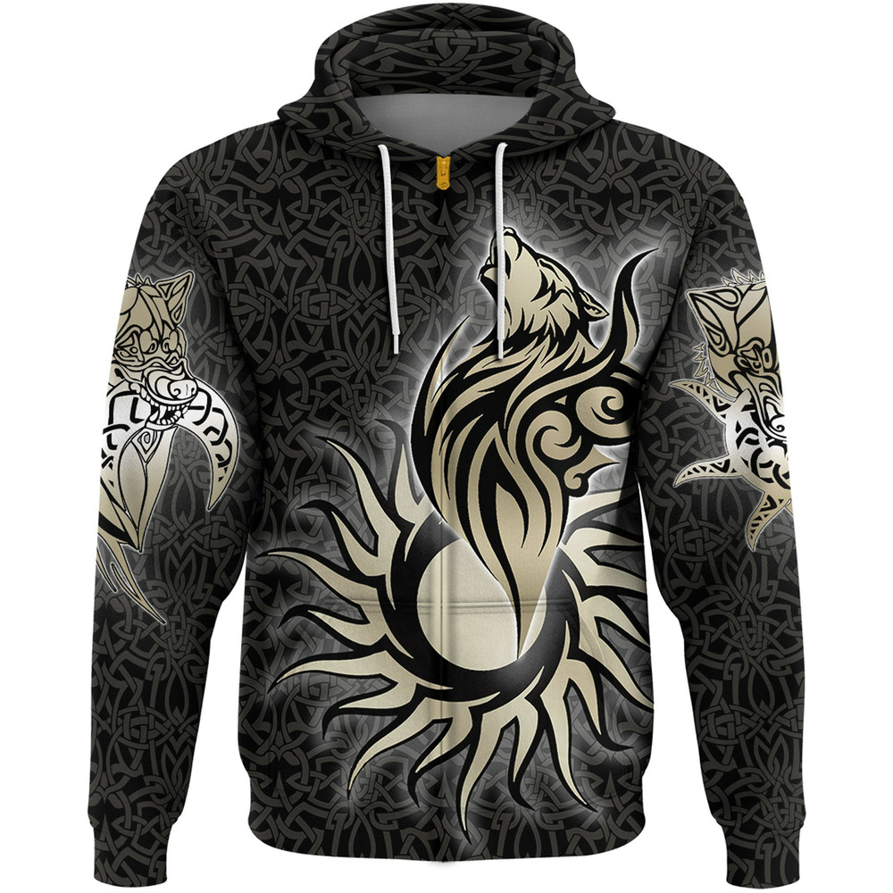 Viking Gold Fenrir WolfBlue Version Zip Hoodie Viking Hoodie For Men Women
