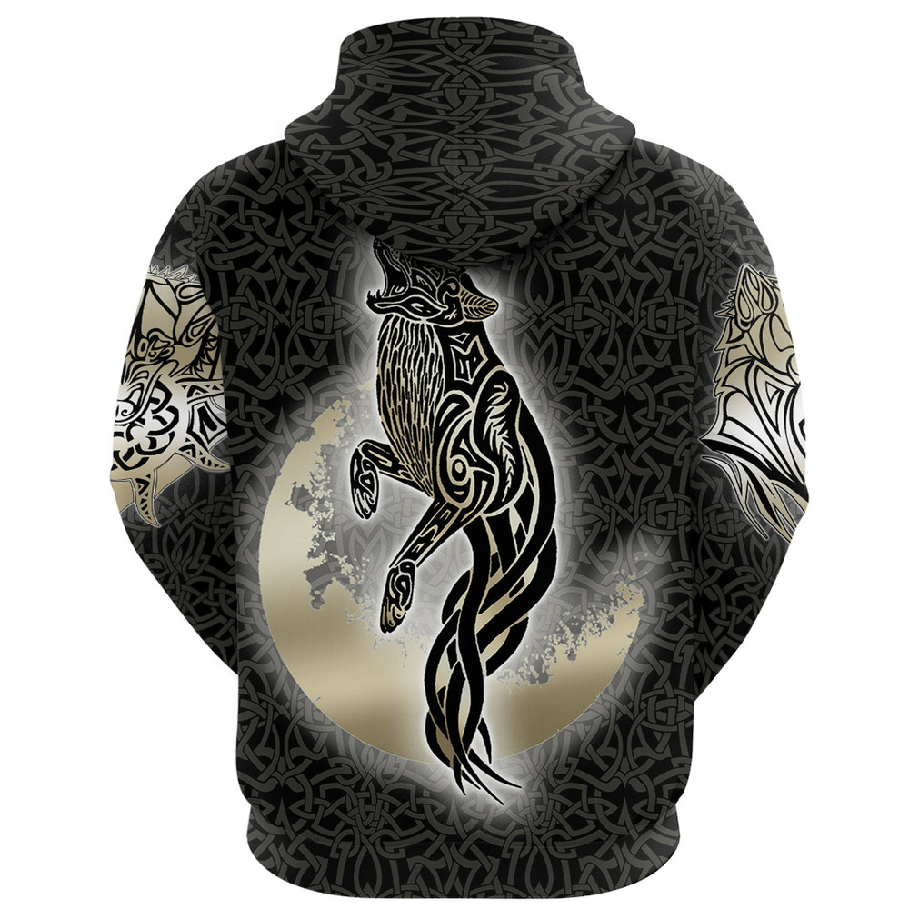 Viking Gold Fenrir WolfBlue Version Zip Hoodie Viking Hoodie For Men Women