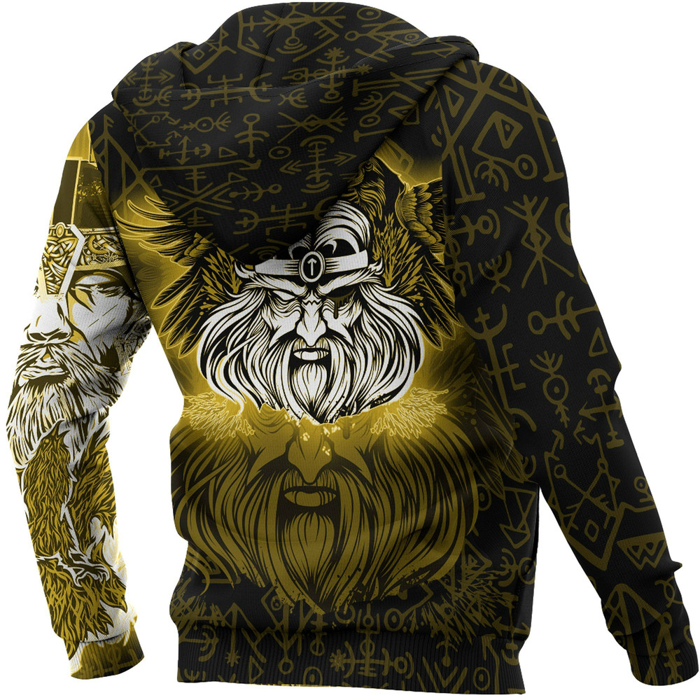 Viking Odin Gold Zip Hoodie Viking Hoodie For Men Women 1