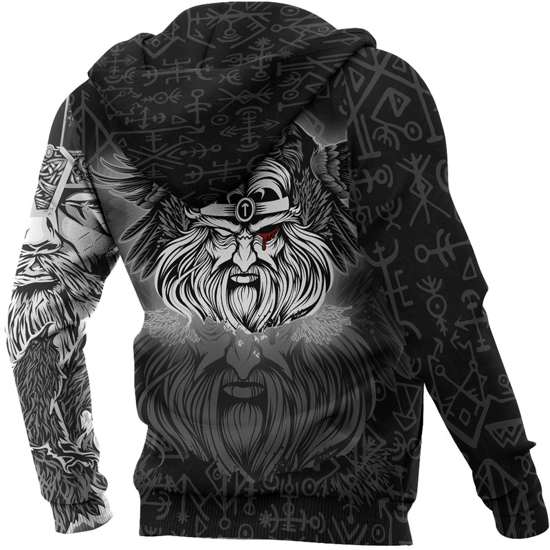 Viking Odin Silver Zip Hoodie Viking Hoodie For Men Women