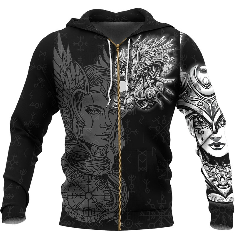 Viking Valkyrie Zip Hoodie Viking Hoodie For Men Women