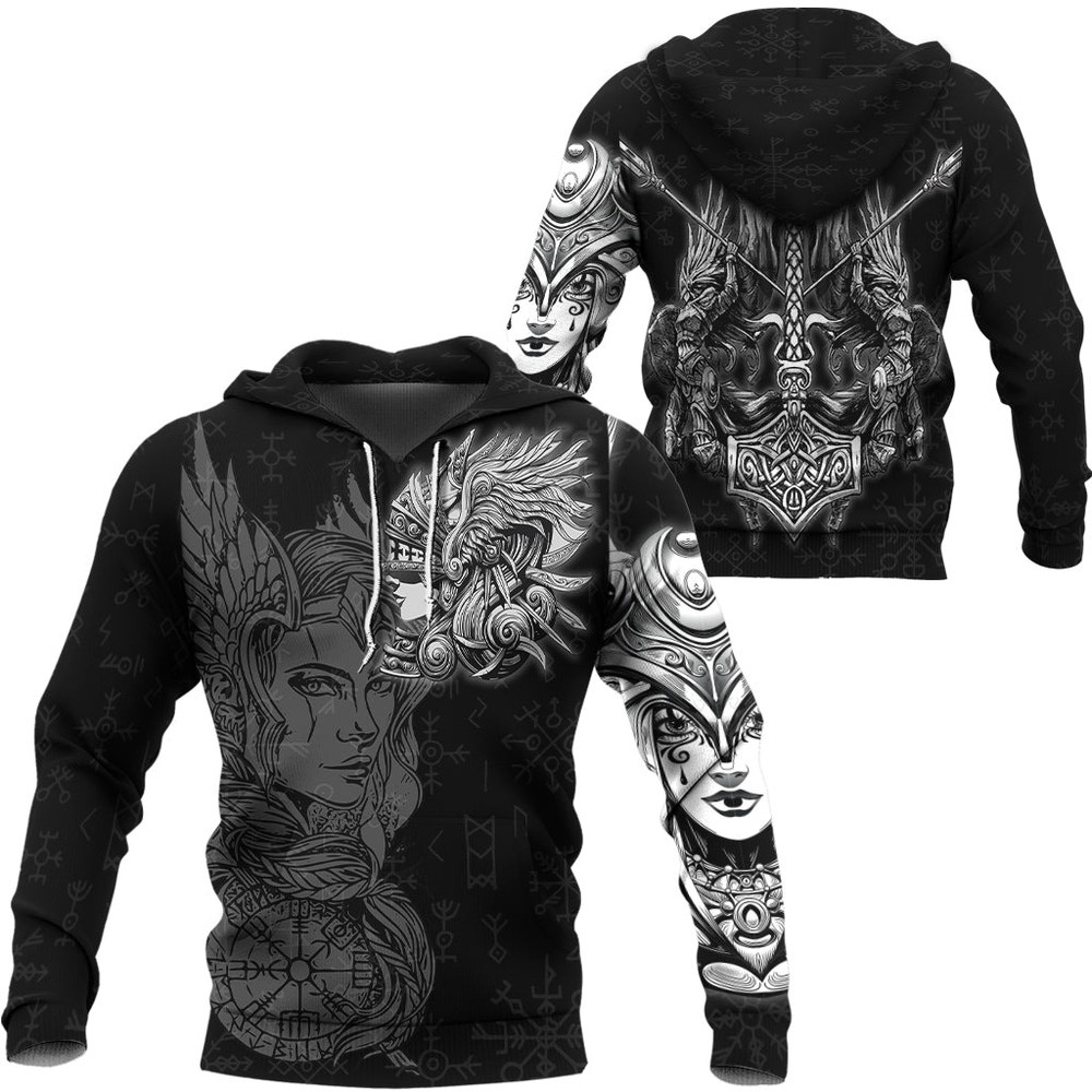 Viking Valkyrie Zip Hoodie Viking Hoodie For Men Women