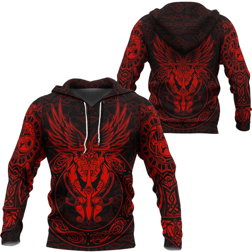 Viking Warrior Red Version Zip Hoodie Viking Hoodie For Men Women