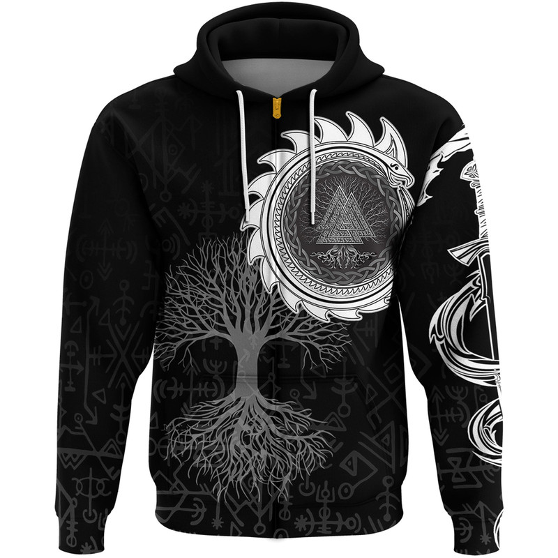 Viking Yggdrasil Jormungand Zip Hoodie Viking Hoodie For Men Women