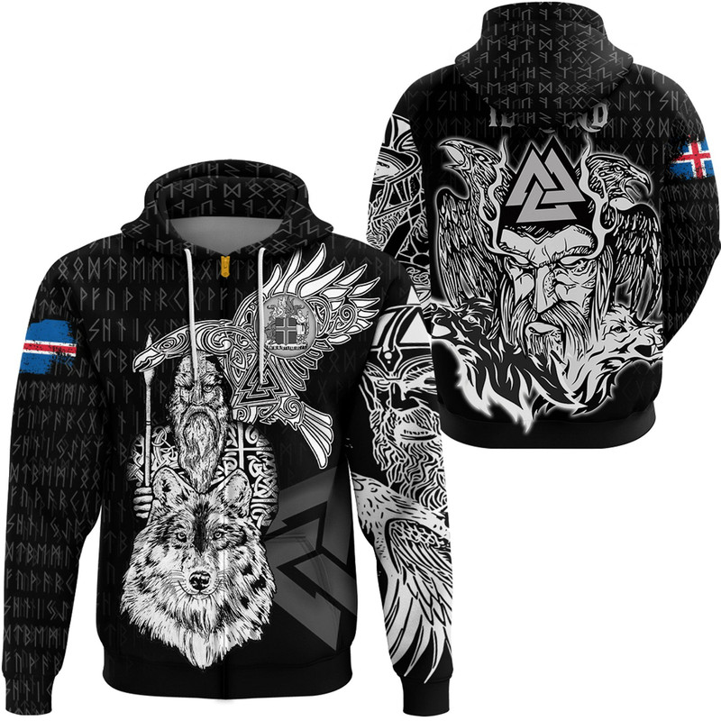 Viking Iceland Odin Zip Hoodie Viking Hoodie For Men Women