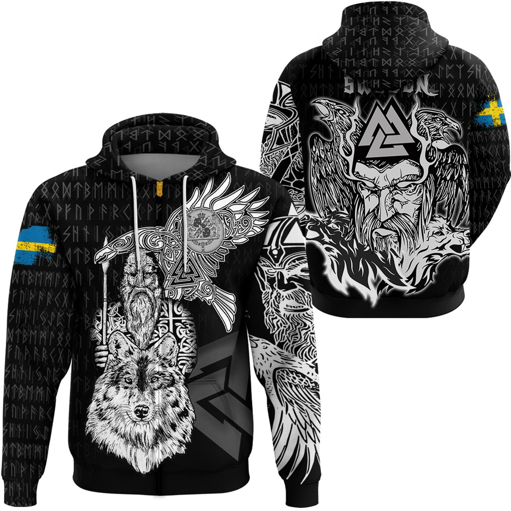 Viking Sweden Odin Zip Hoodie Viking Hoodie For Men Women