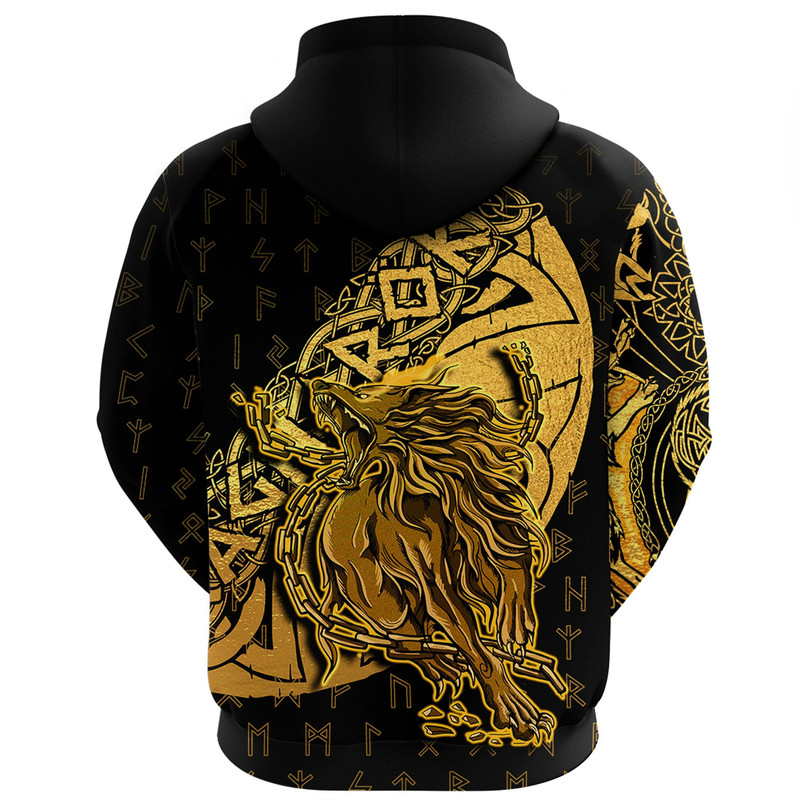 Fenrir Gold Zip Hoodie Viking Hoodie For Men Women