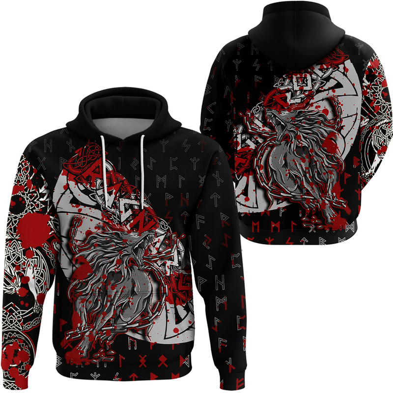 Fenrir Blood Hoodie Viking Hoodie For Men Women