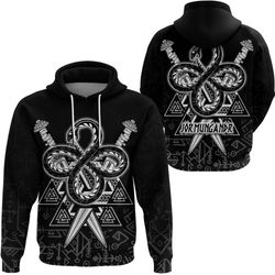 jormungandr and valknut hoodie, viking hoodie for men women