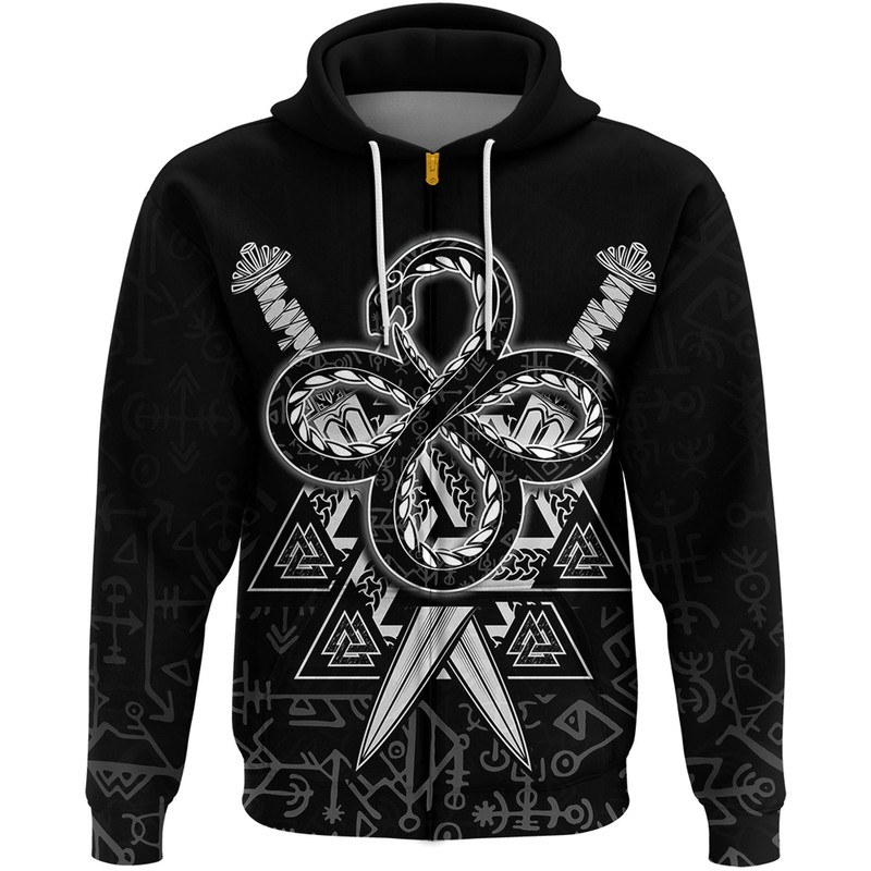 Jormungandr and Valknut Zip Hoodie Viking Hoodie For Men Women