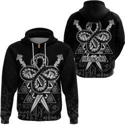 jormungandr and valknut zip hoodie, viking hoodie for men women