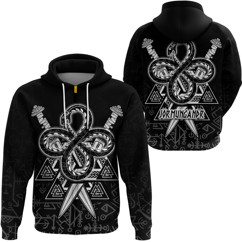 Jormungandr and Valknut Zip Hoodie Viking Hoodie For Men Women
