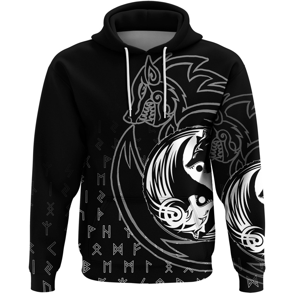 Wolf Black Hoodie Viking Hoodie For Men Women