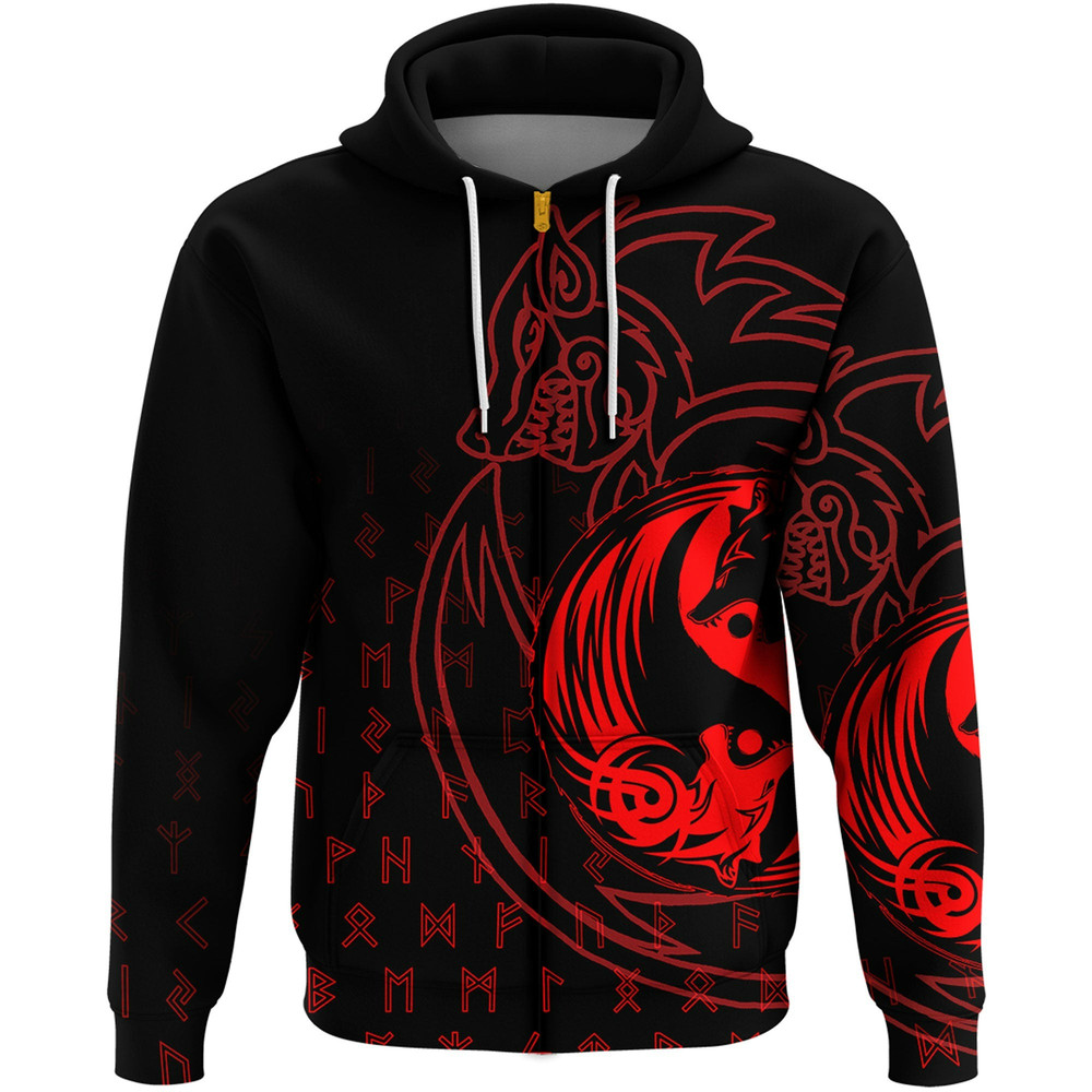 Wolf Reds Zip Hoodie Viking Hoodie For Men Women