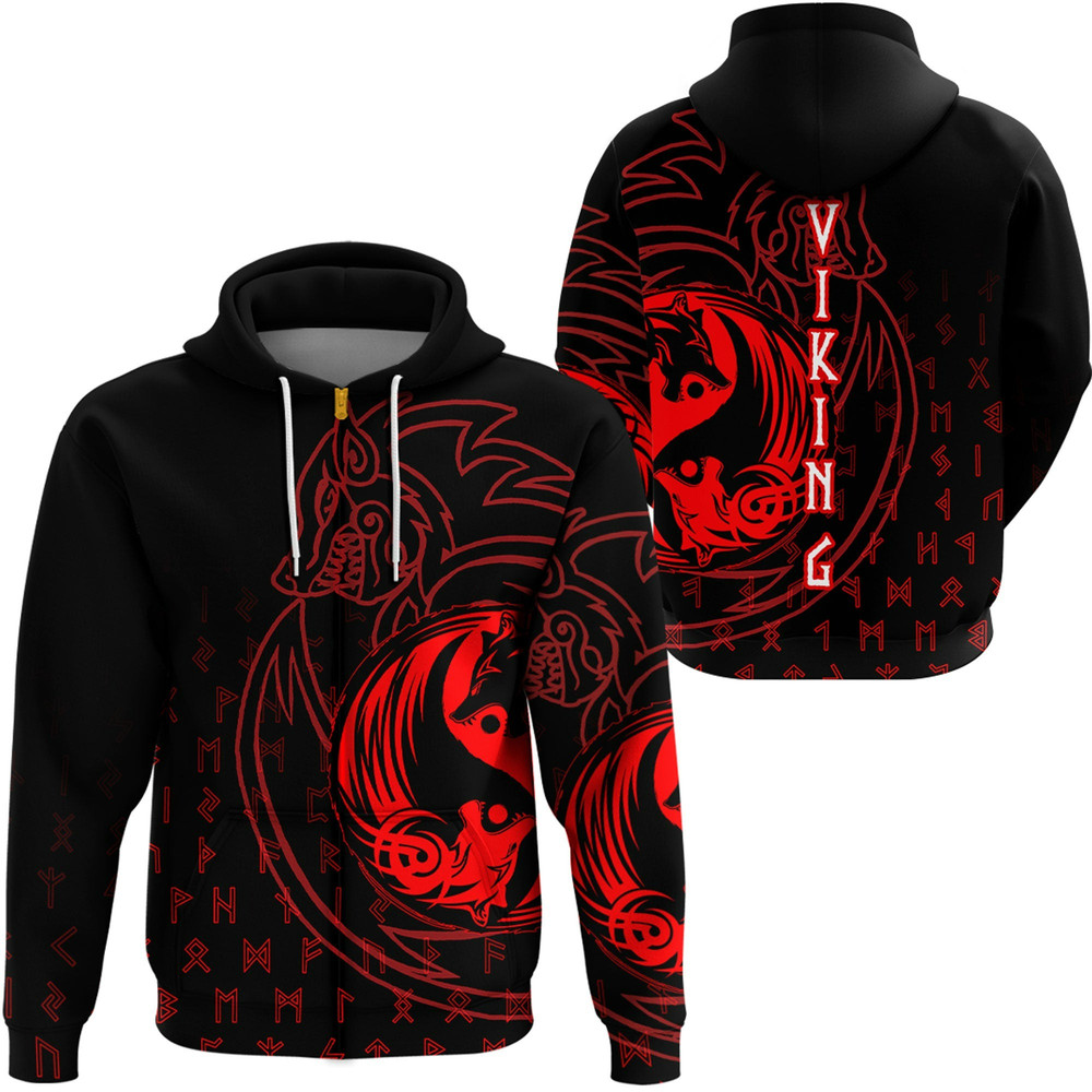 Wolf Reds Zip Hoodie Viking Hoodie For Men Women