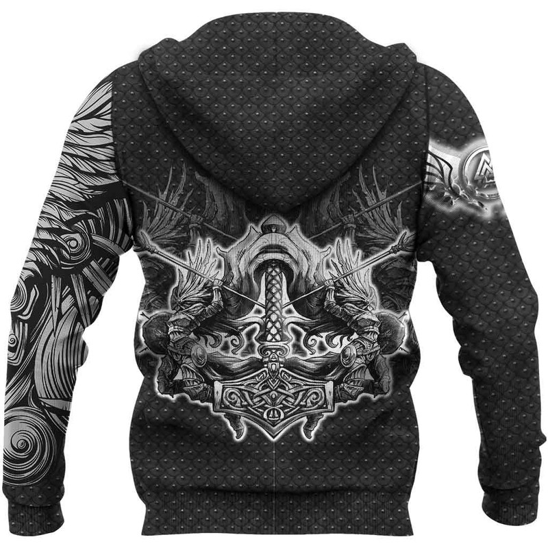 Valkyrie Metal Zip Hoodie Viking Hoodie For Men Women