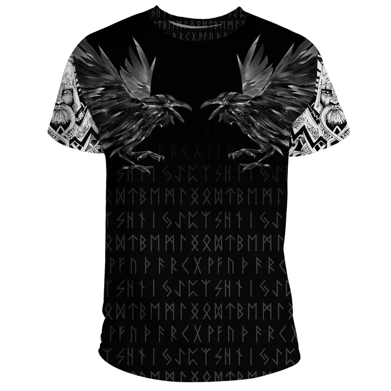 Odin Huginn and Muninn Rune Viking T Shirt For Men Women