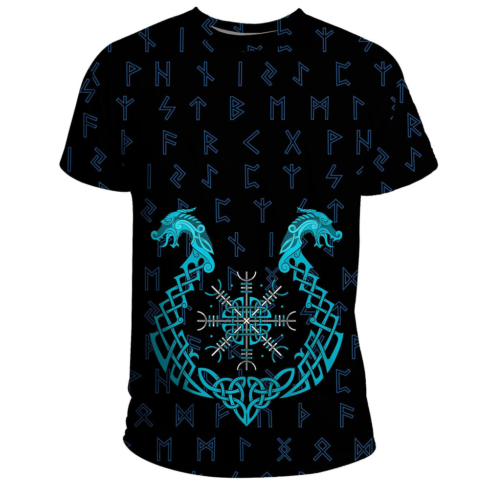 Aegishjalmur Helm Of Awe Blue Edition Viking T Shirt For Men Women