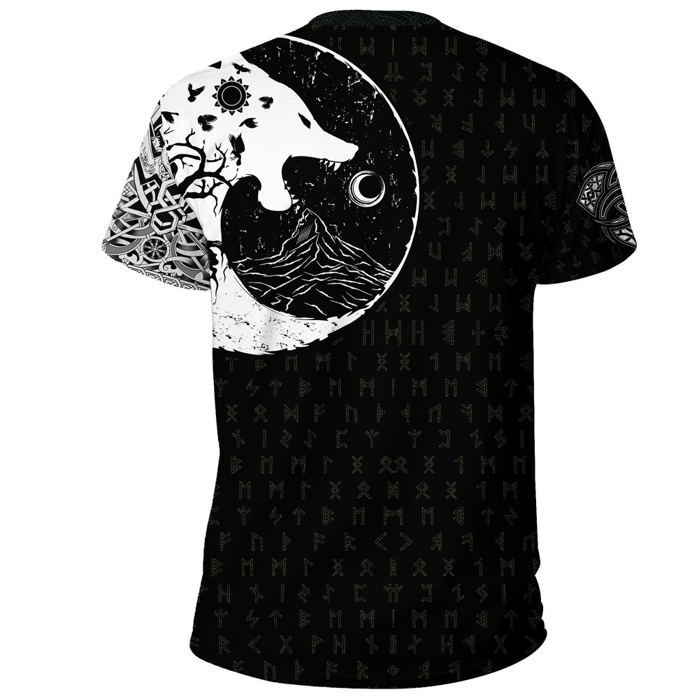 Skoll And Hati Rune Tattoo Viking T Shirt For Men Women