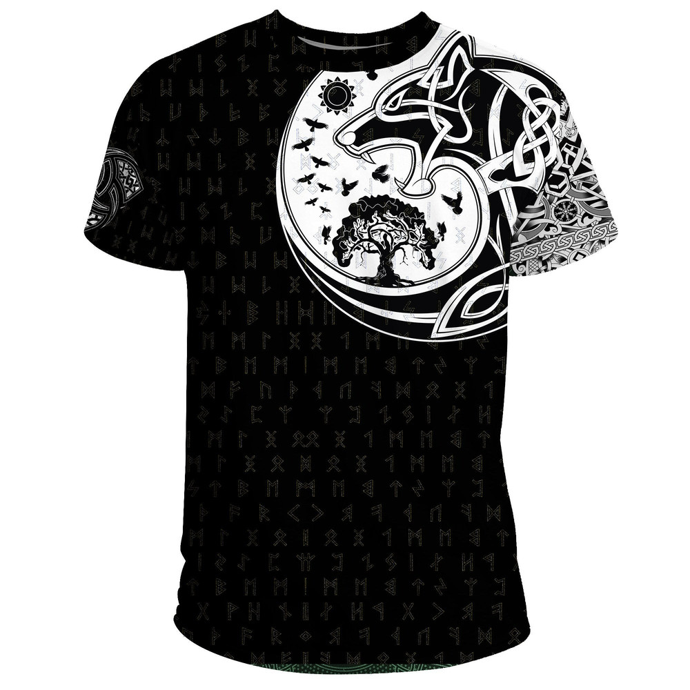 Skoll And Hati Rune Tattoo Viking T Shirt For Men Women