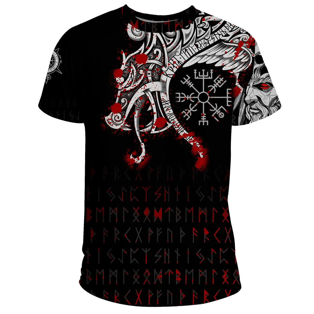 Dragon and Vegvisir Blood Tattoo Viking T Shirt For Men Women