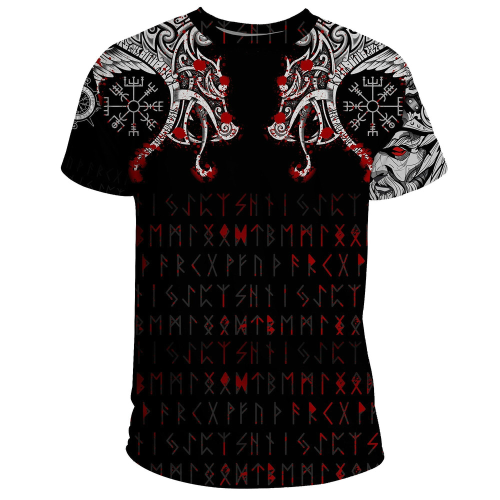 Double Dragon Tattoo And Vegvisir Blood Viking T Shirt For Men Women