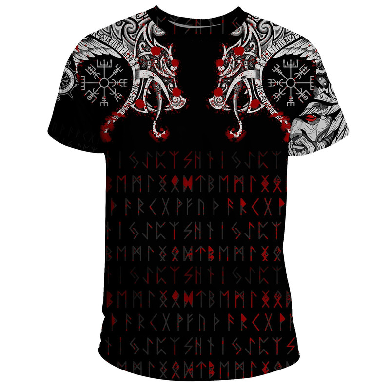 Double Dragon Tattoo And Vegvisir Blood Viking T Shirt For Men Women