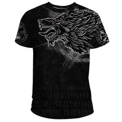 fenrir norse wolf thunderstorm, viking t shirt for men women