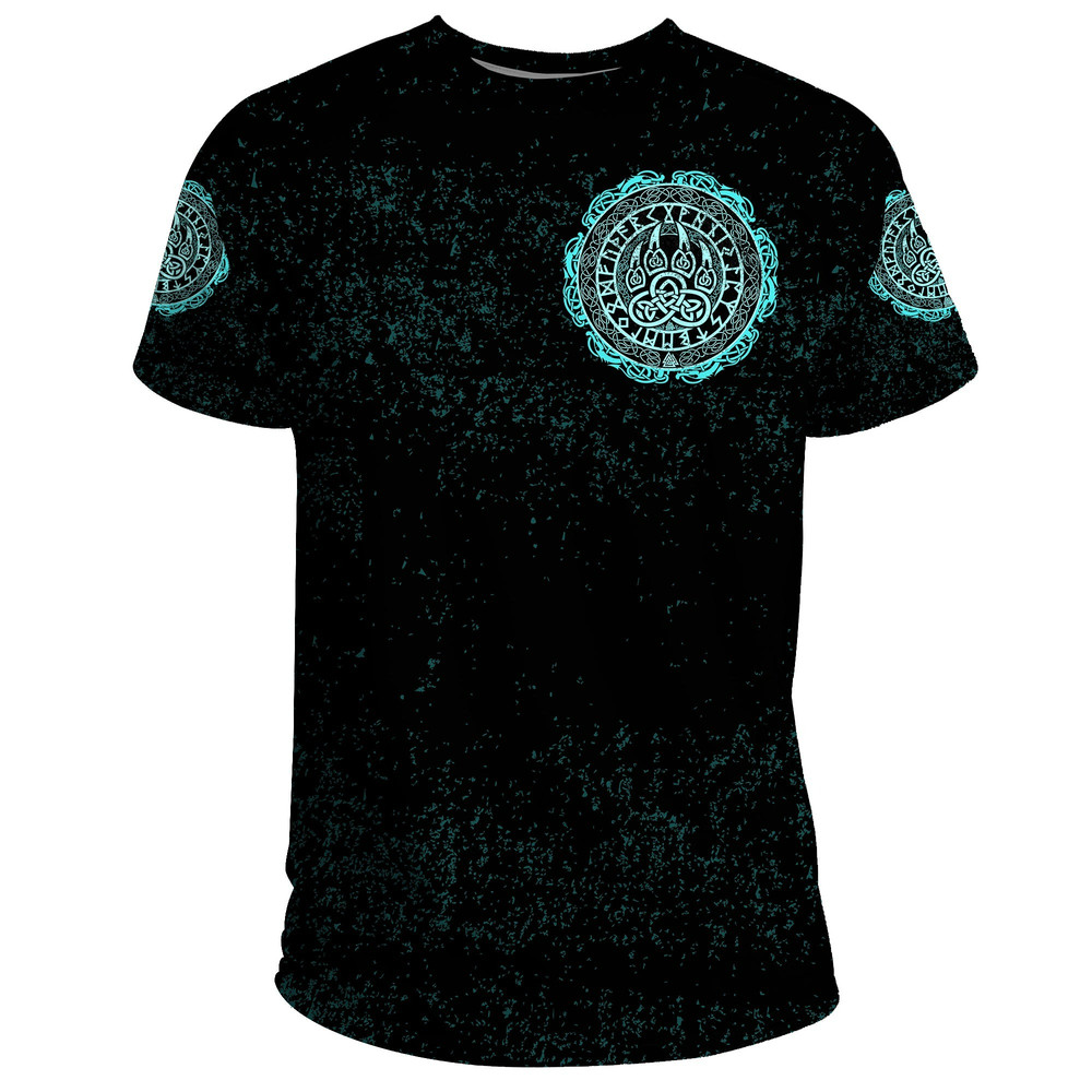 Viking Bear Claws Cyan Tattoo Viking T Shirt For Men Women