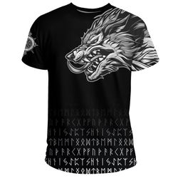 fenrir wolf near shoulder, viking t shirt for men women 1