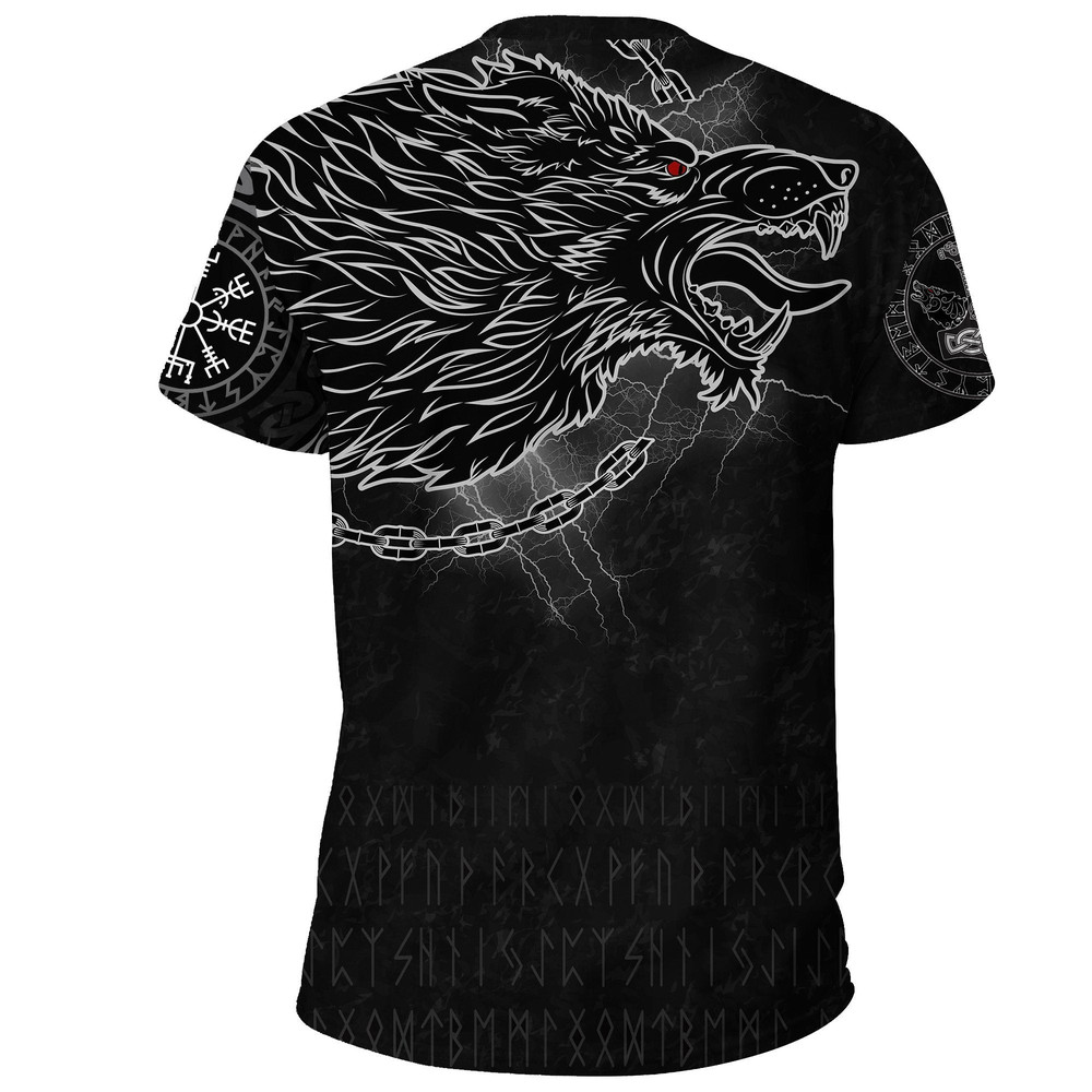 Fenrir Norse Wolf Thunderstorm Viking T Shirt For Men Women