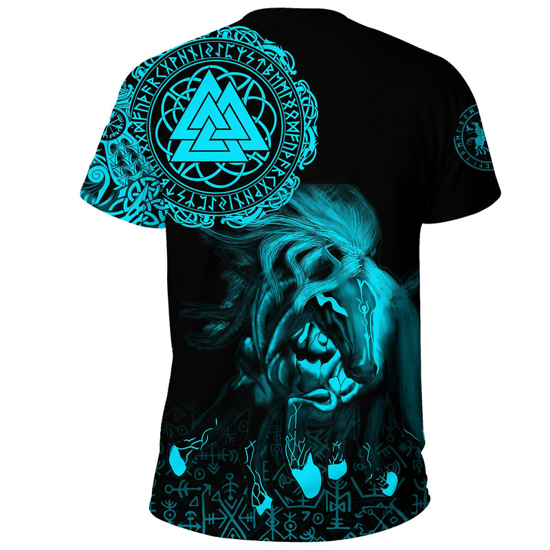 Sleipnir Odin Cyan Viking T Shirt For Men Women