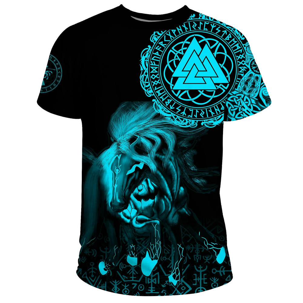 Sleipnir Odin Cyan Viking T Shirt For Men Women