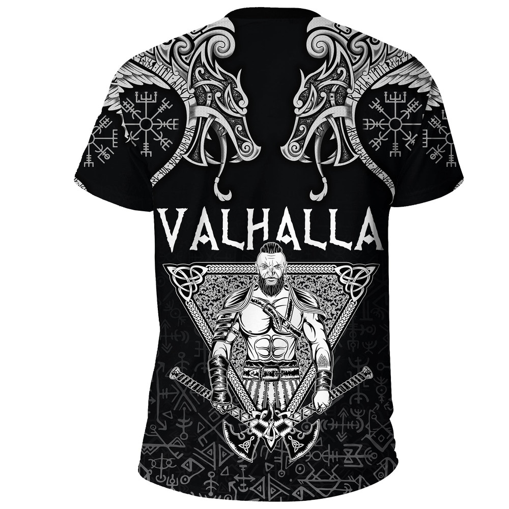 Warrior Valhalla and Double Dragon Viking T Shirt For Men Women 1