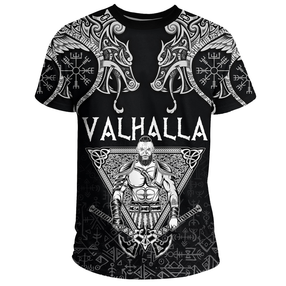 Warrior Valhalla and Double Dragon Viking T Shirt For Men Women 1