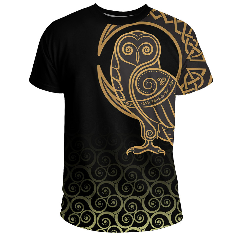 Owl Celtic On Triskele Background Viking T Shirt For Men Women