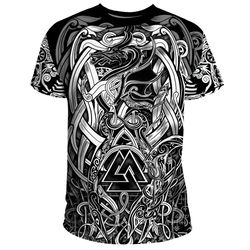 valknut and dragon tattoo, viking t shirt for men women
