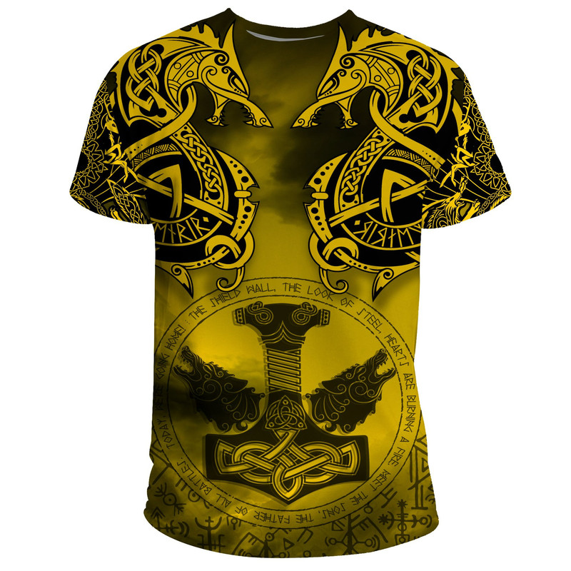 Fenrir and Mjolnir Viking T Shirt For Men Women