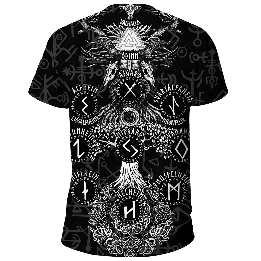 Odin Tree Runes Viking T Shirt For Men Women