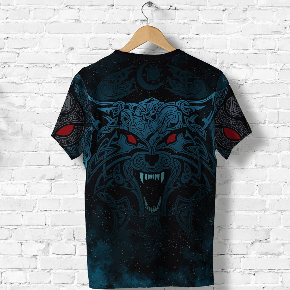 Moon Wolf Tattoo Viking T Shirt For Men Women
